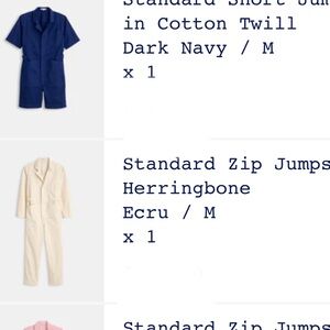 Alex Mill Jumpsuit in Dark Navy, Ecru, and Blush Pink